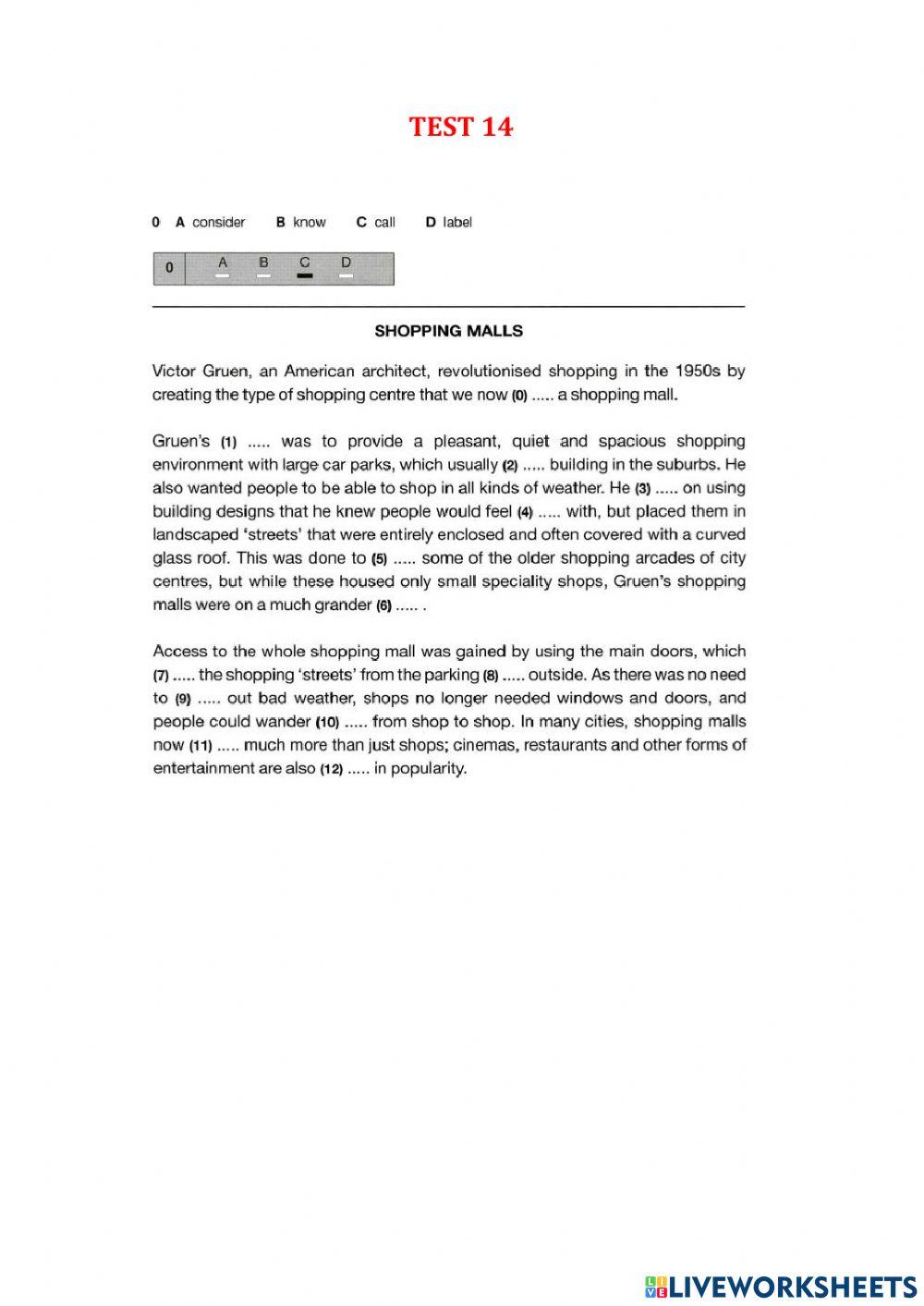 Use of English part 1 - Test 12-15