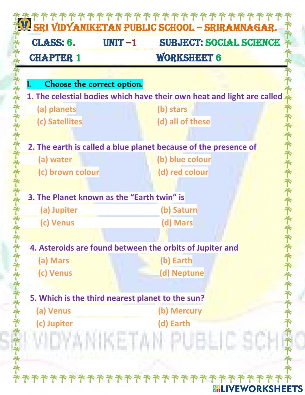 The Earth in the Solar System.