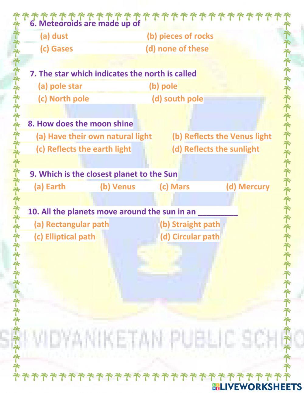 The Earth in the Solar System.