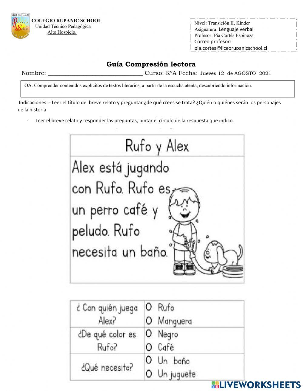 Compresión lectora Rufa y Alex