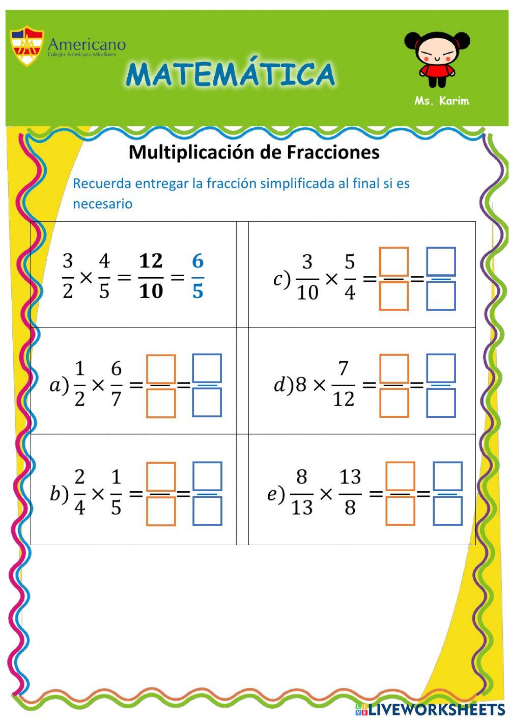 Multiplicación de fracciones