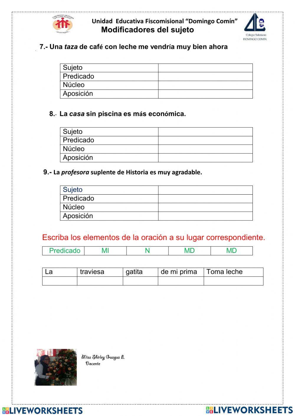 Modificadores del sujeto