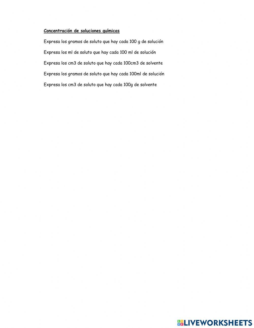 Concentración de soluciones químicas