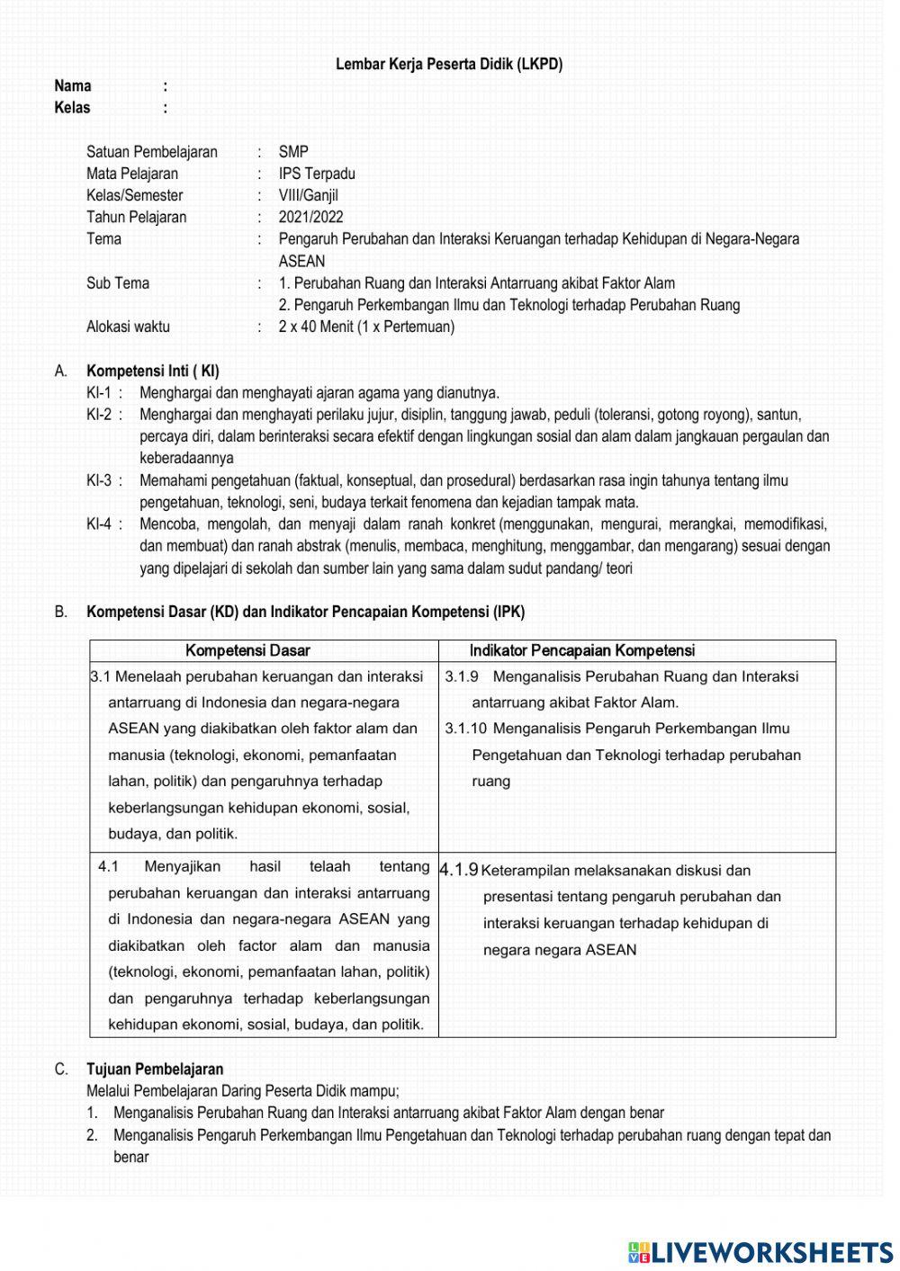 Perubahan Ruang dan Interaksi Antarruang akibat Faktor Alam, Ilmu dan teknologi