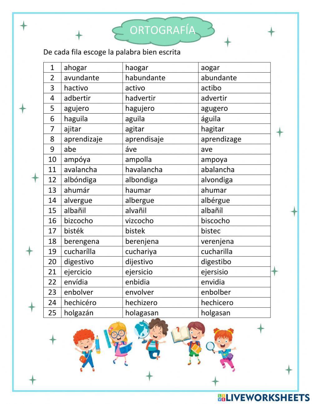 Juego ortográfico bachillerato