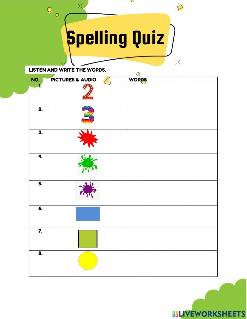 Spelling quiz