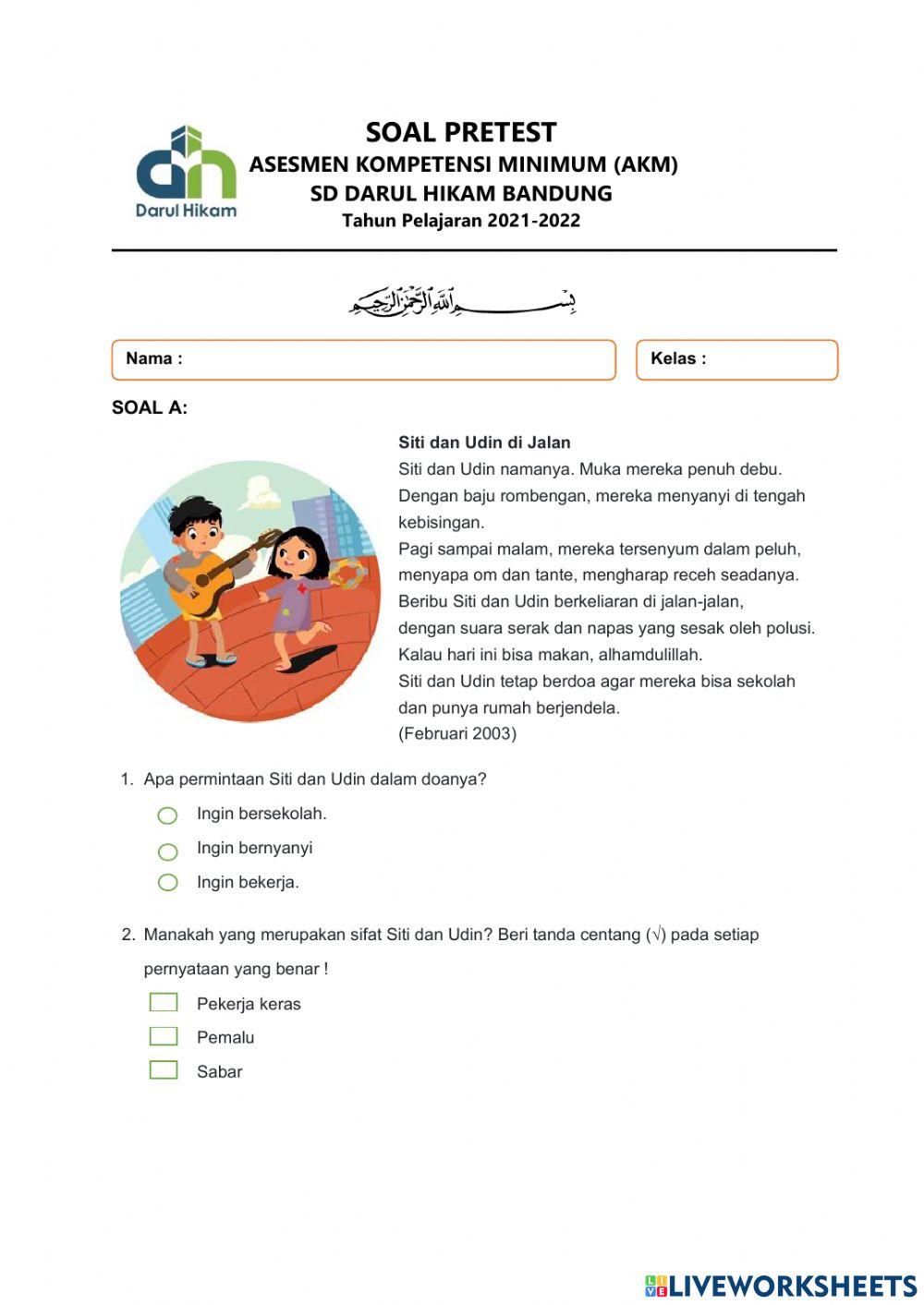 Soal Pretest AKM Literasi