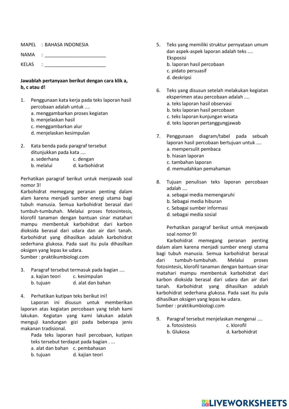 9 Teks Laporan Percoban