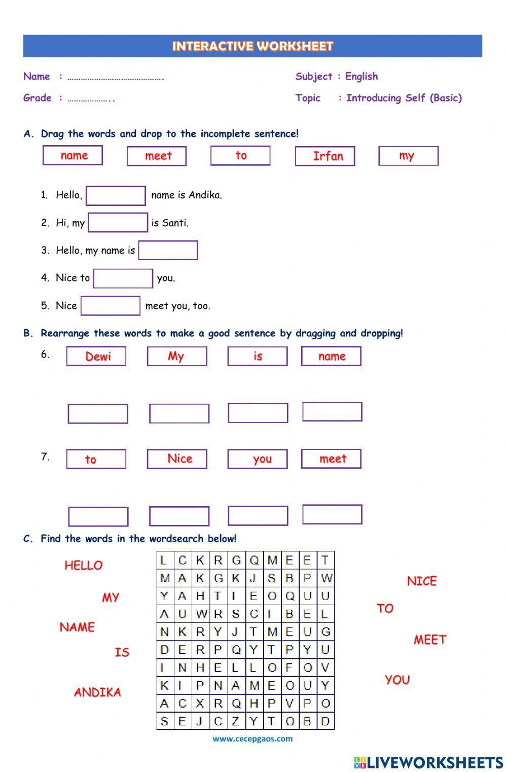LKPD Interaktif Bahasa Inggris tentang Introducing Self (Basic)