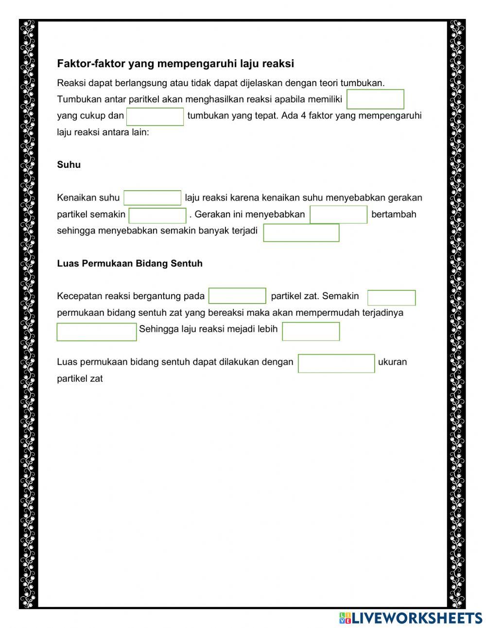 Faktor-faktor yang mempengaruhi laju reaksi