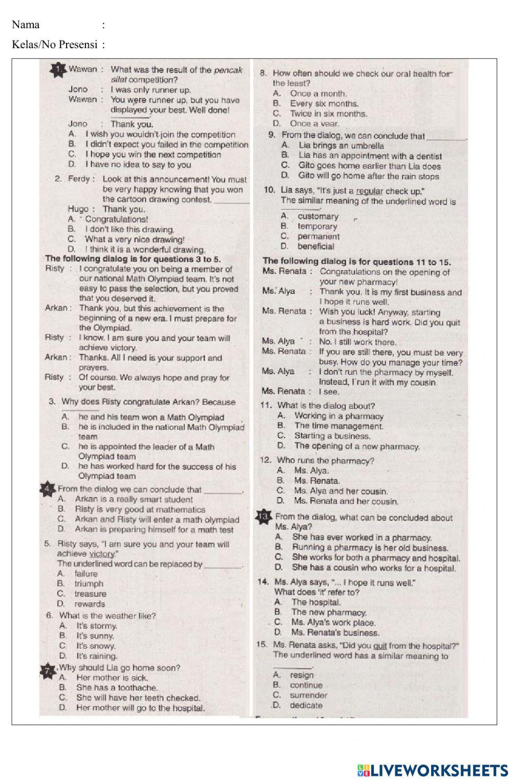 Assessment 1 (remidi)
