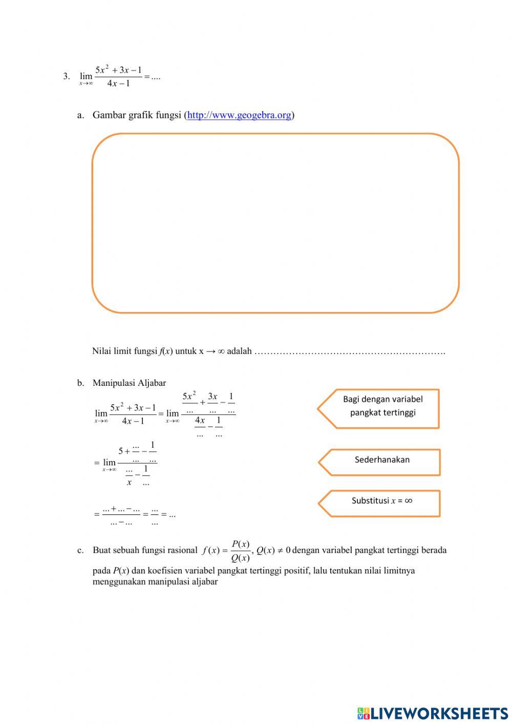 Limit di Ketakhinggaan Fungsi Rasional