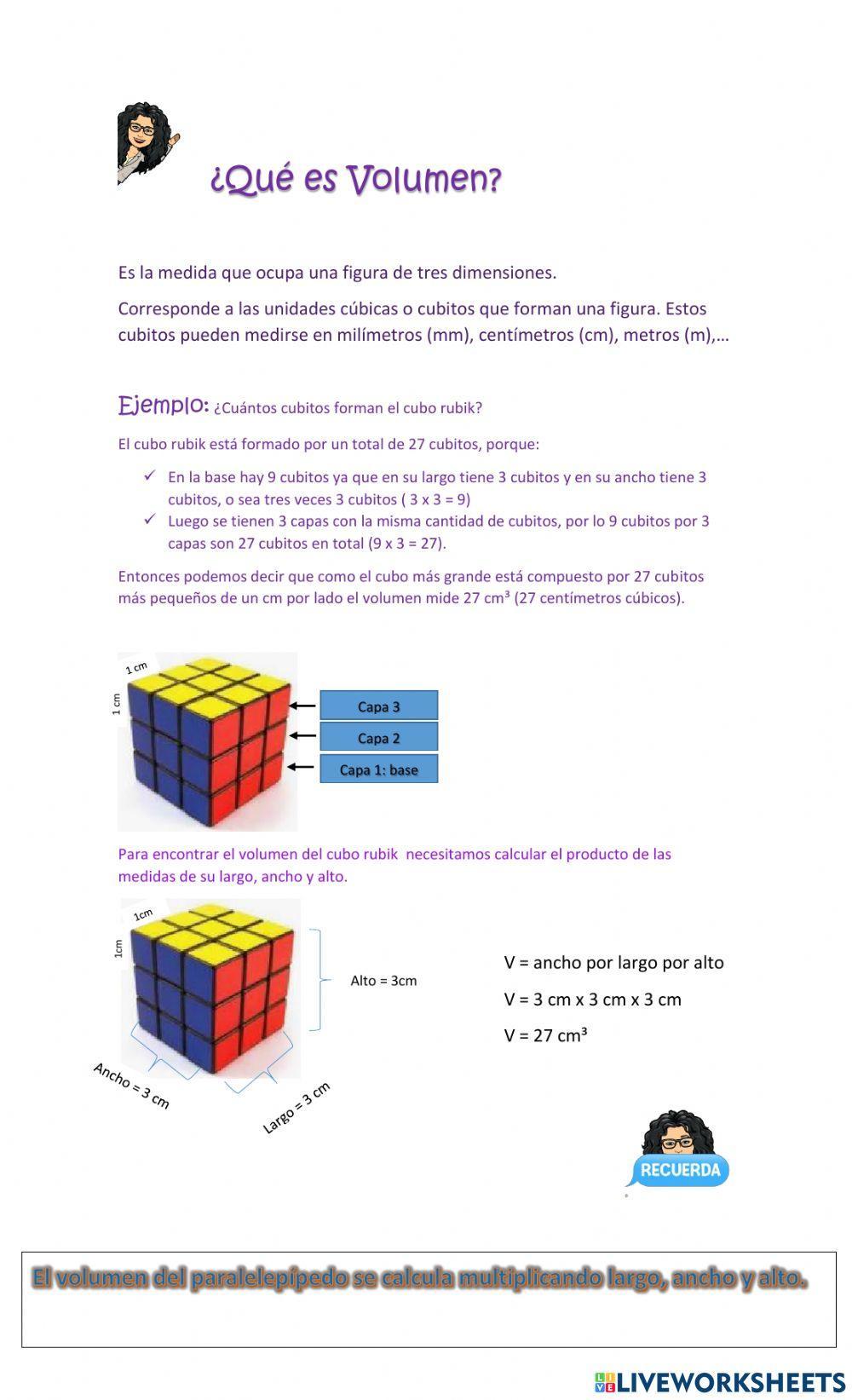 Volumen de cubo y paralelepípedo