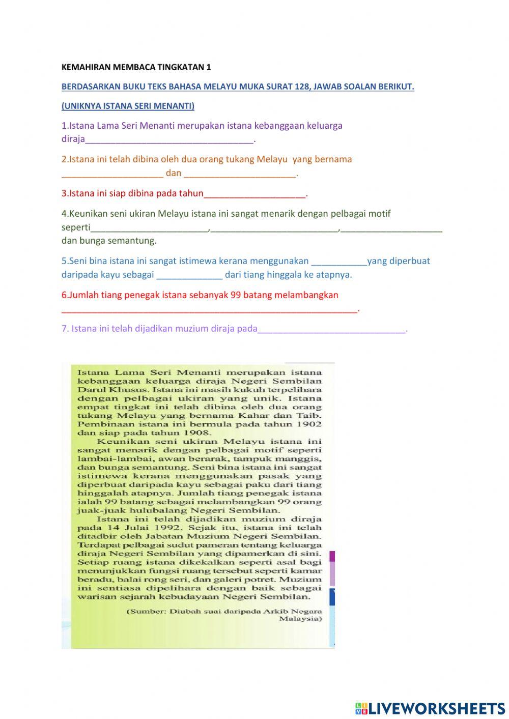 Kemahiran membaca tingkatan 1