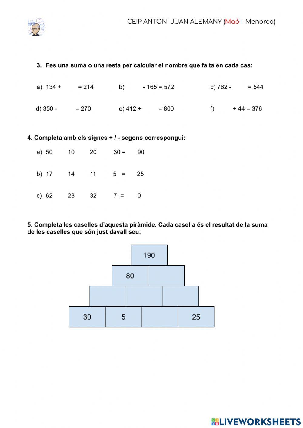 Relació entre la suma i la resta