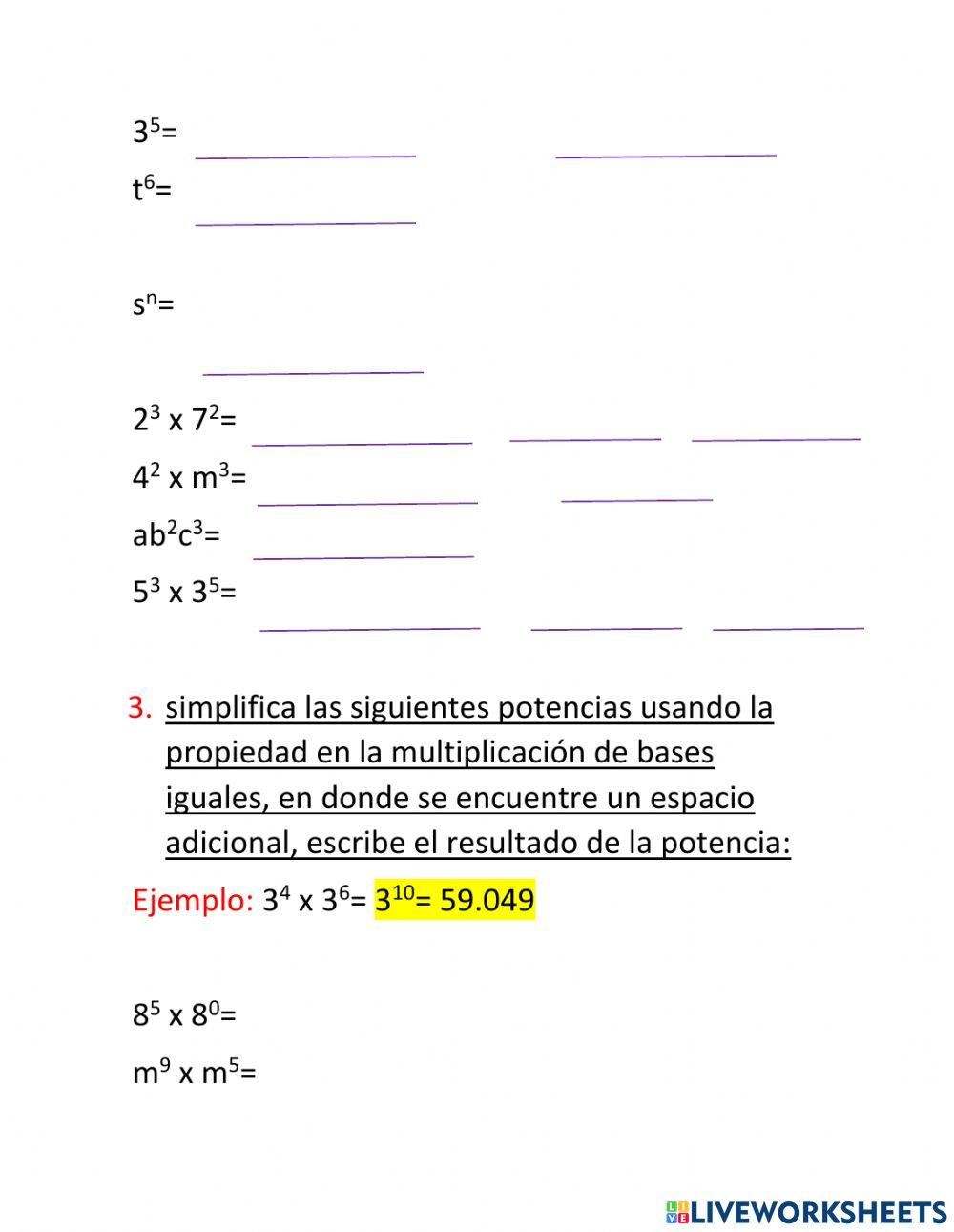 Propiedades de la Potenciación