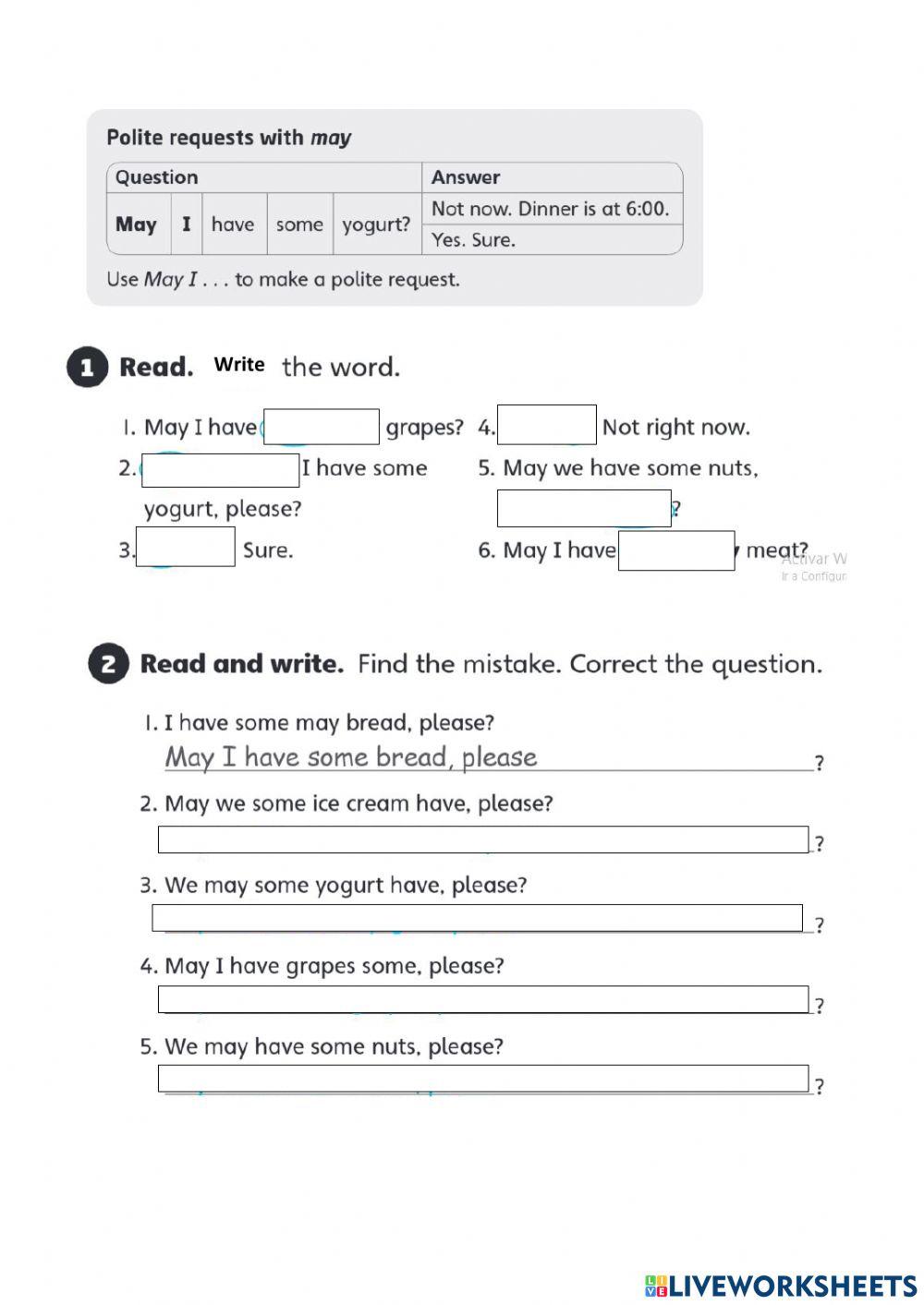 May I...? Worksheet 2