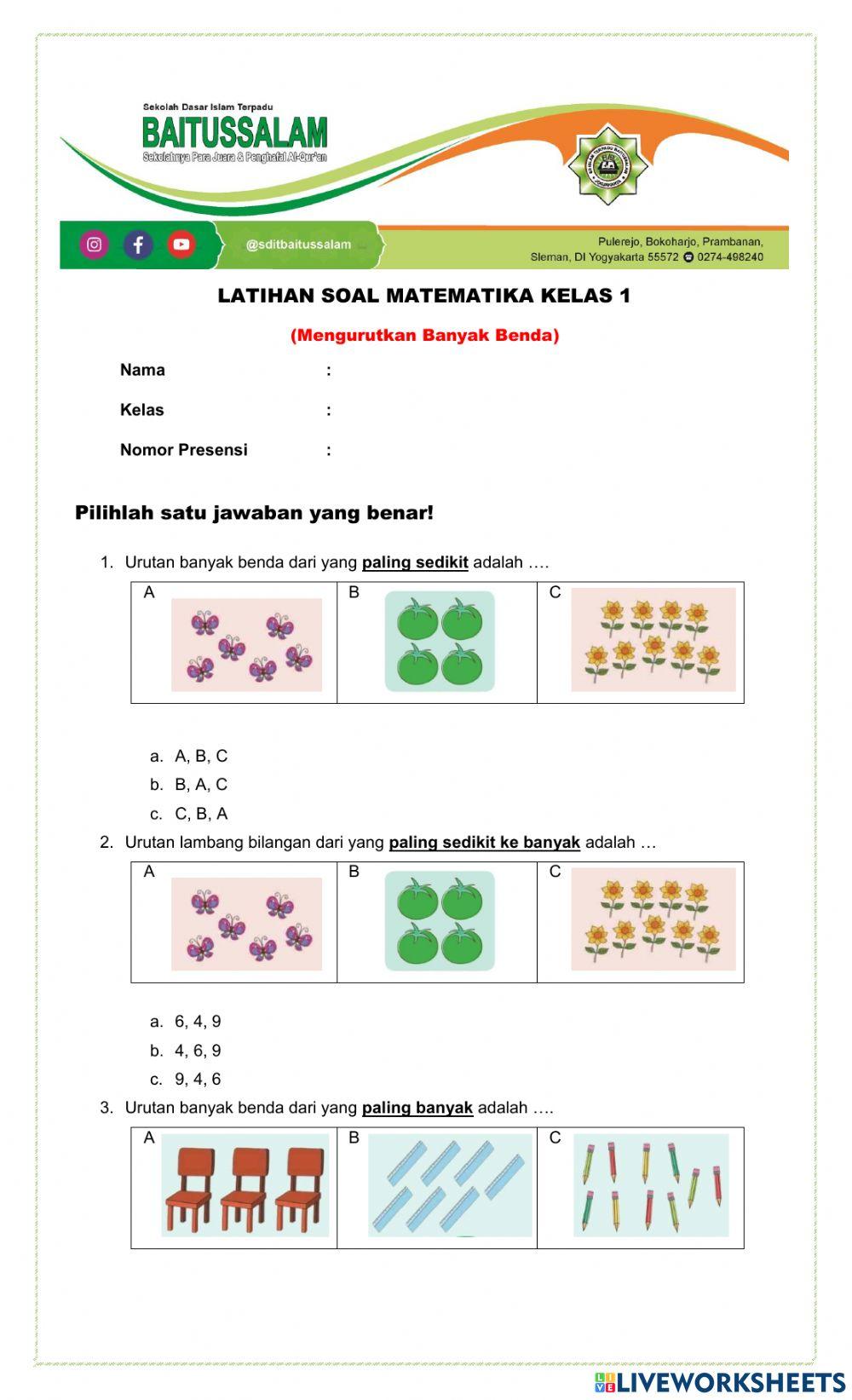 Latihan Matematika Kelas 1