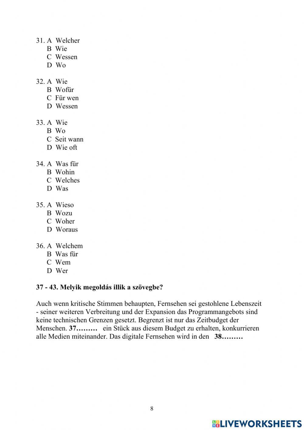 Deutsch OKTV német OKTV első forduló