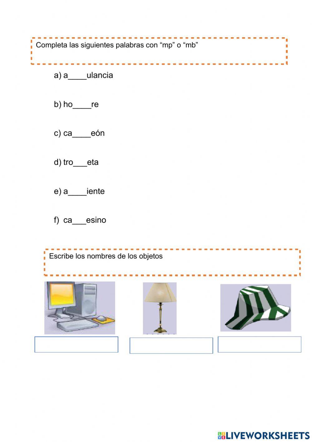 Palabras con mb, mp