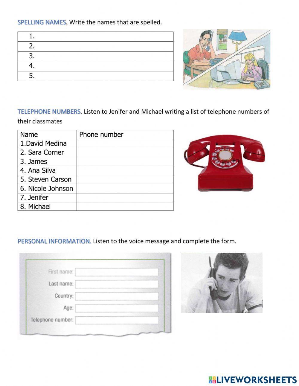 1580478 | Listening, spelling, phone numbers learning