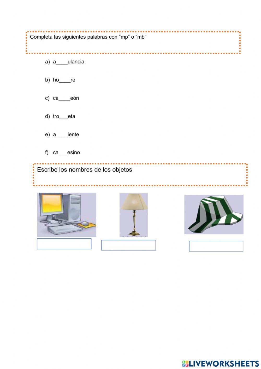 Palabras con -mb, mp-