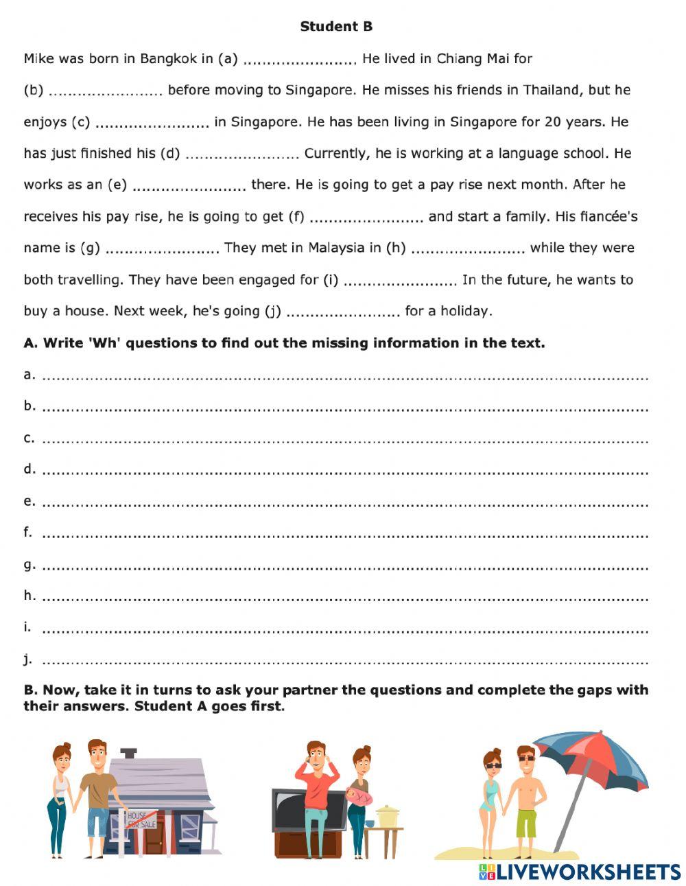 Student B exercise | Live Worksheets