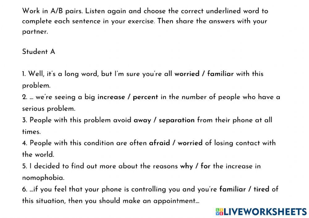 Prepositions 2 - Pair Work
