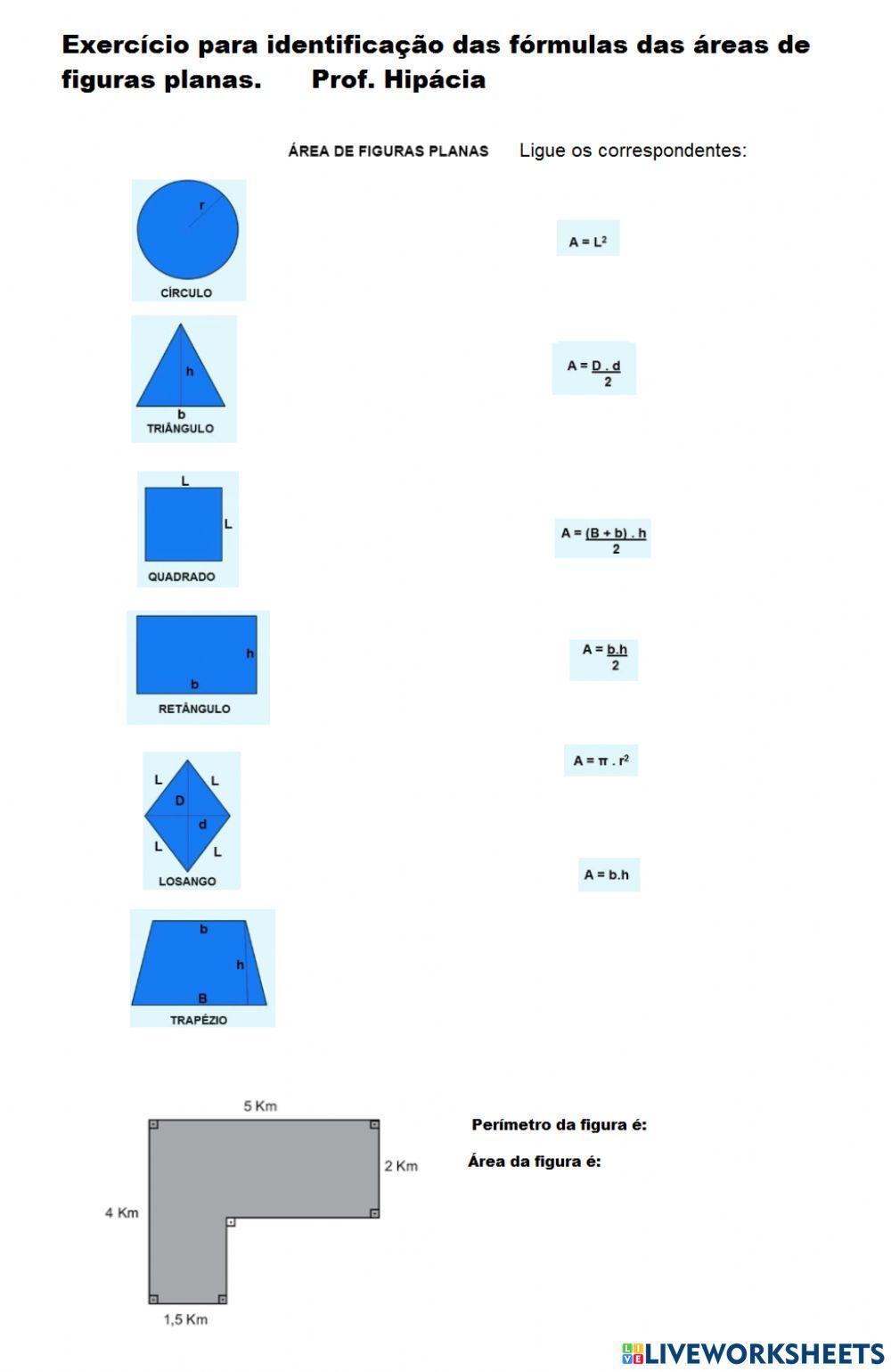 Áreas de figuras planas e Perímetro