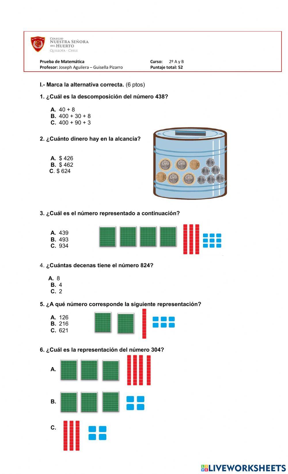 Evaluación de Matemática