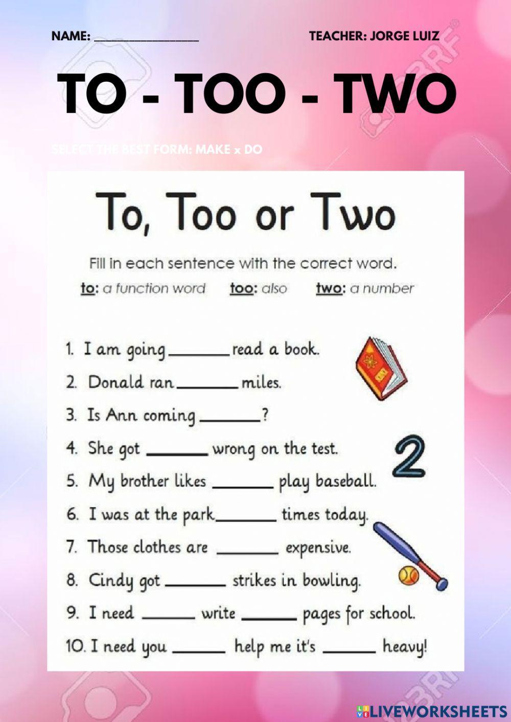 To, too, Two