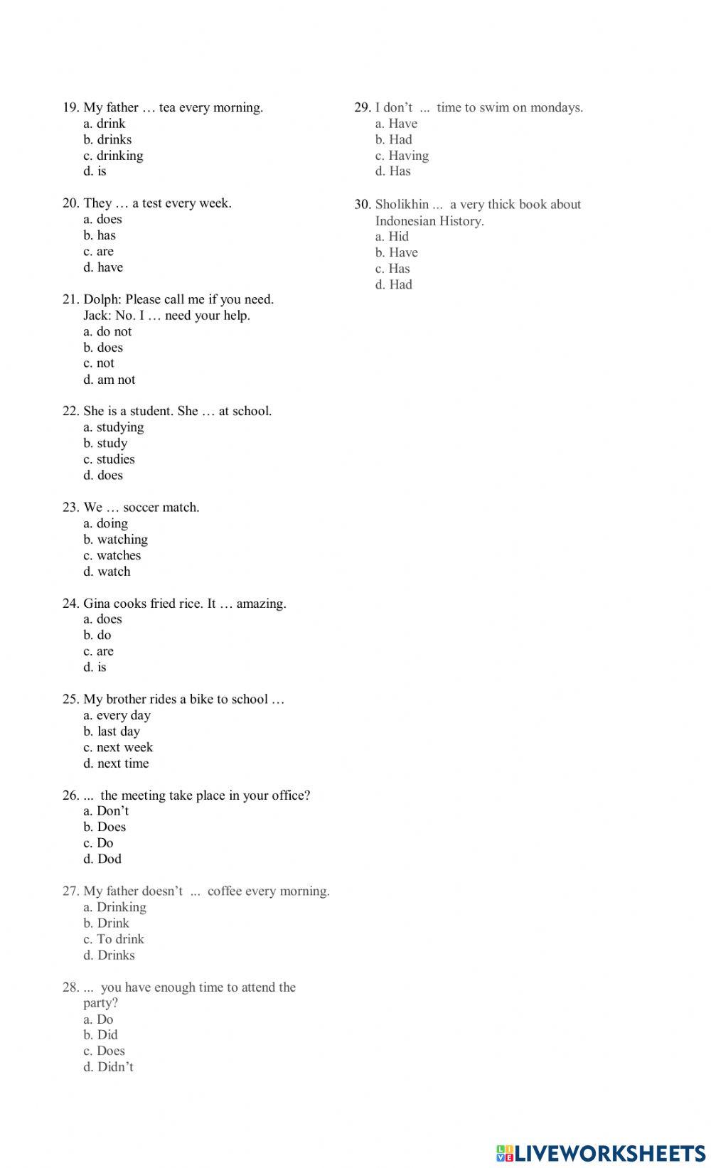 Grammar simple present tense
