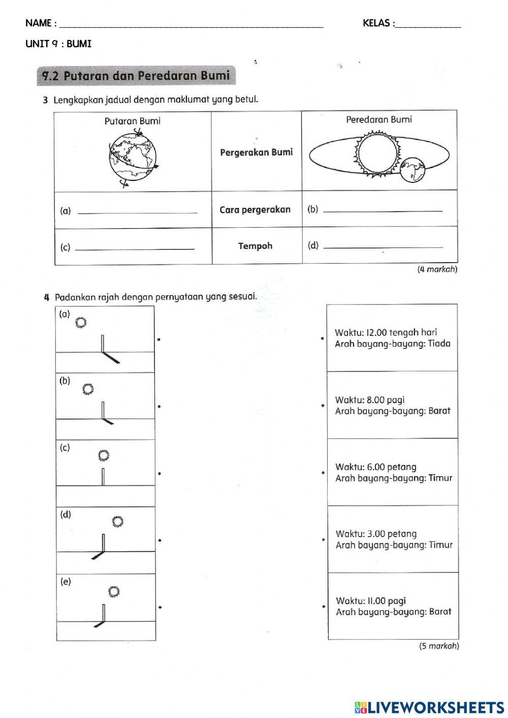 Putaran & peredaran bumi tahun 4