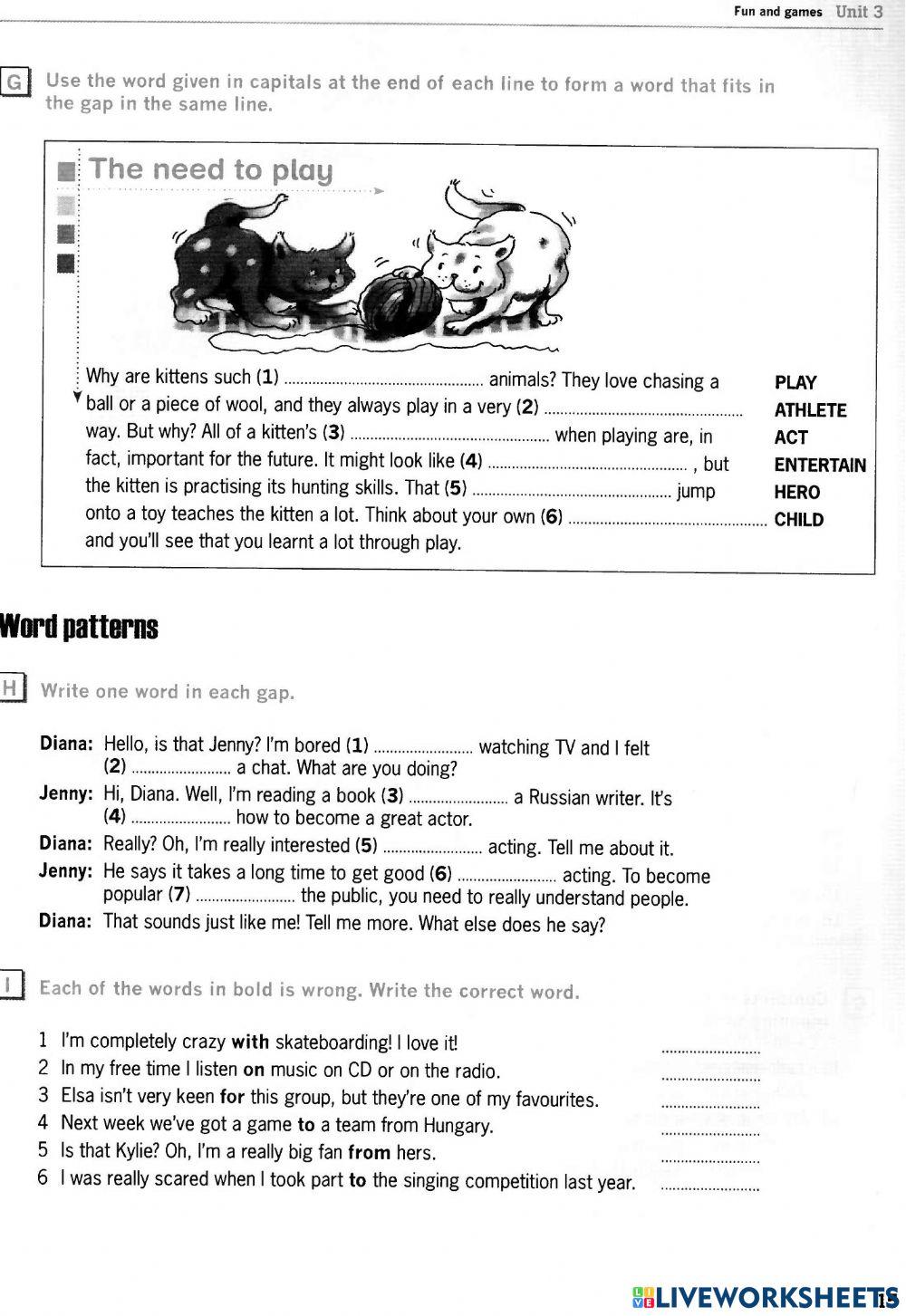 Des.UNIT 3: Vocabs (Fun and games)