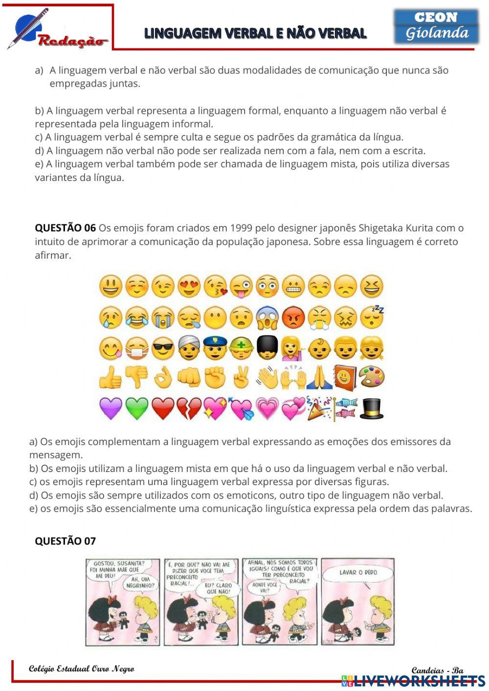 Linguagem verbal e não verbal