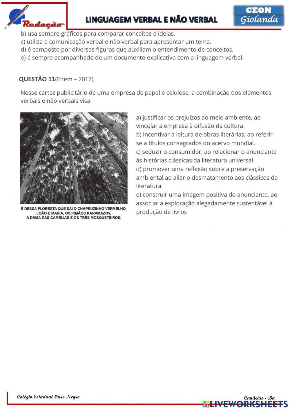 Linguagem verbal e não verbal