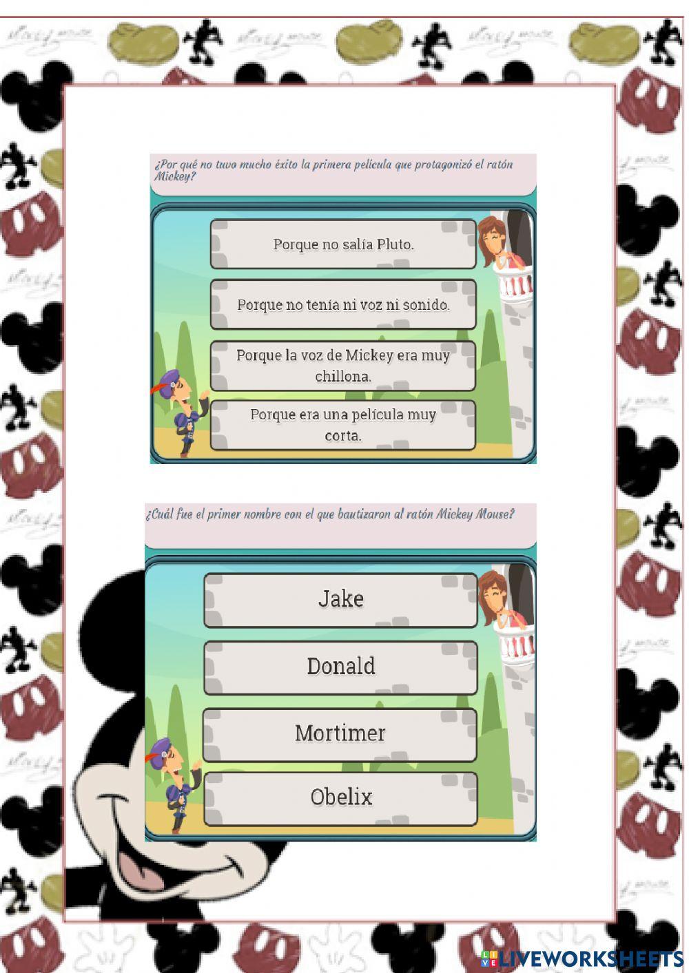 Lectura comprensiva (Mickey Mouse)