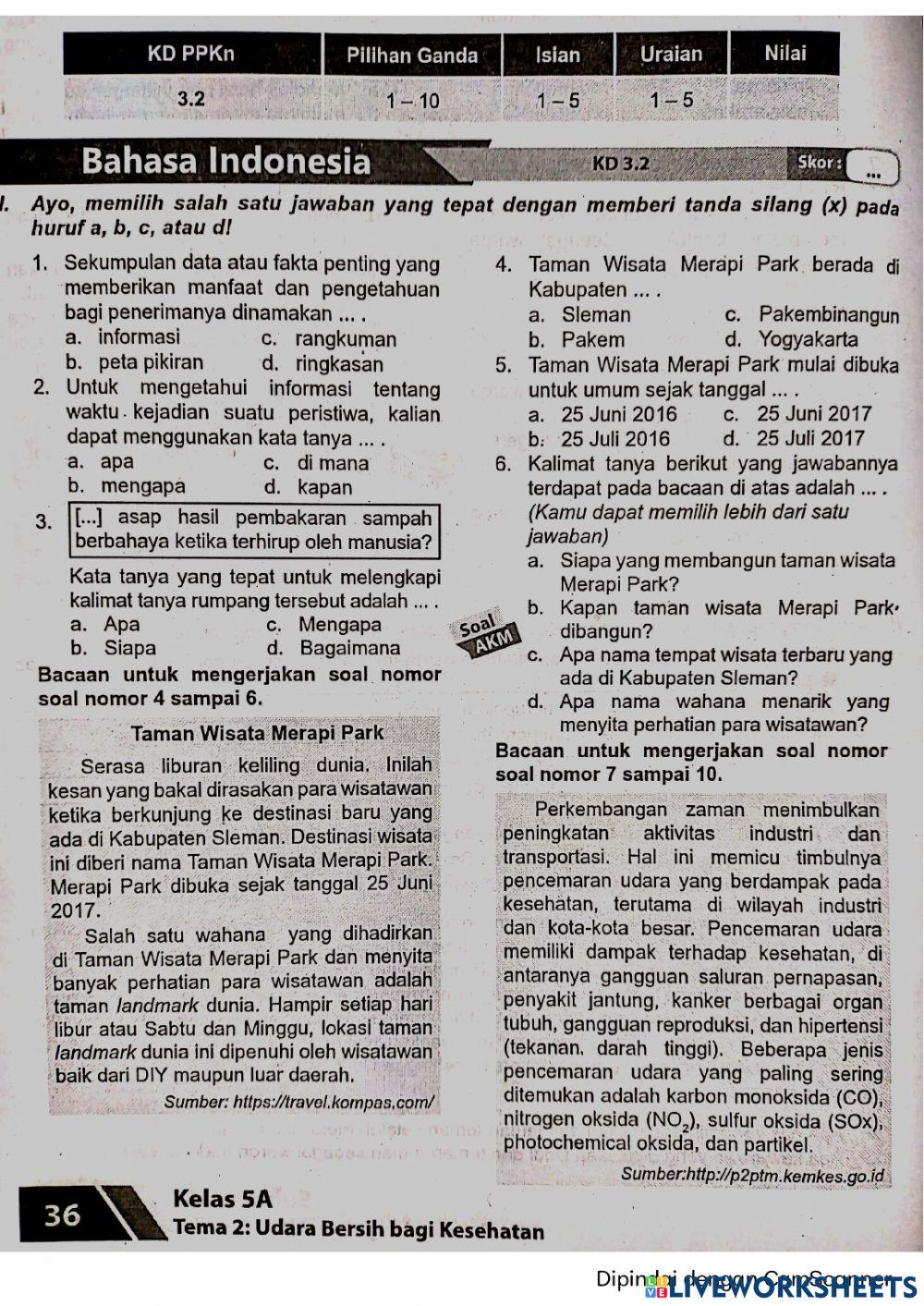 Menemukan informasi bacaan dengan kata tanya