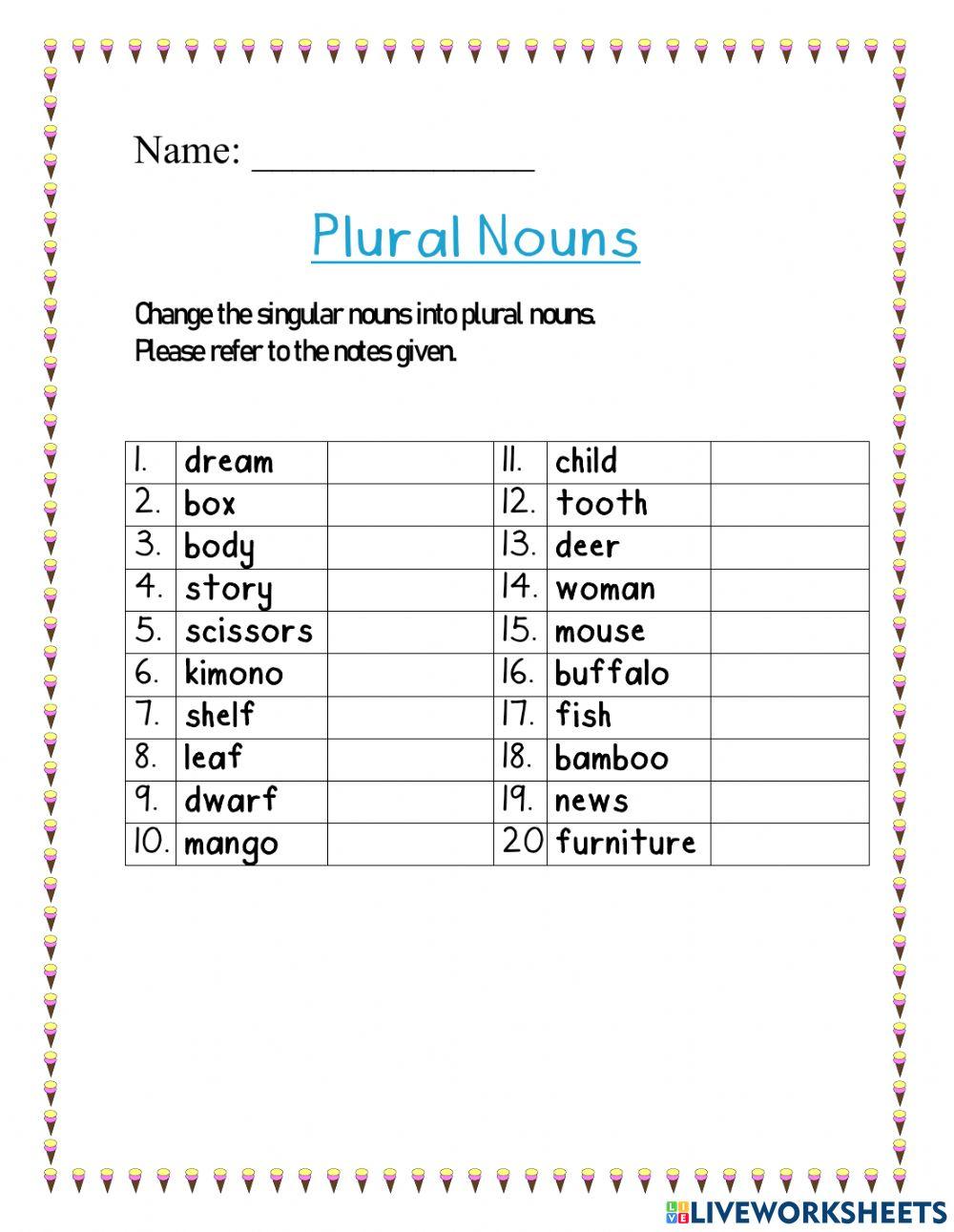 Singular And Plural 1259954 Nancy6308 LiveWorksheets