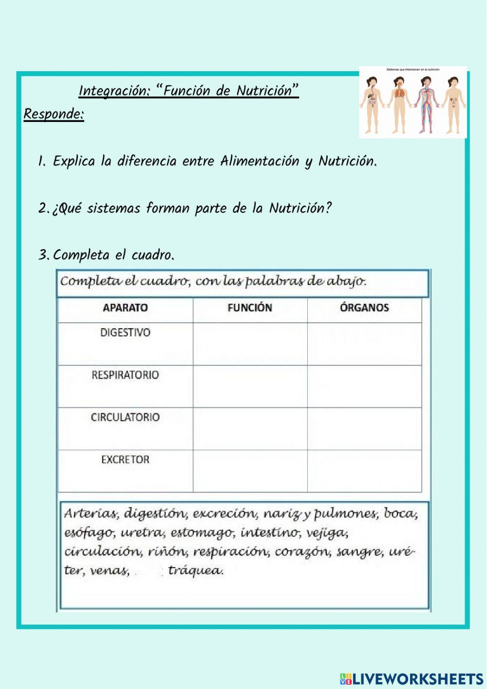Integración función de nutrición Integración función de nutrición