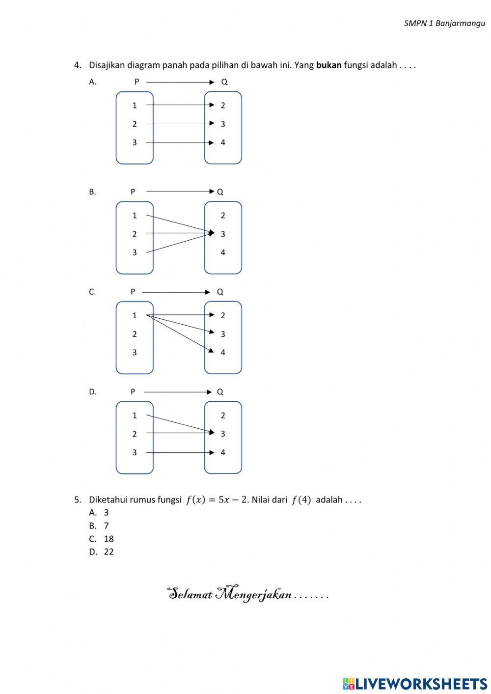 PH 1. Relasi dan Fungsi