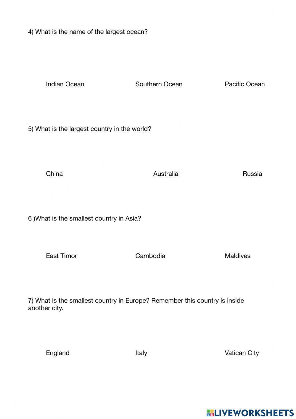 Geography Pop Quiz