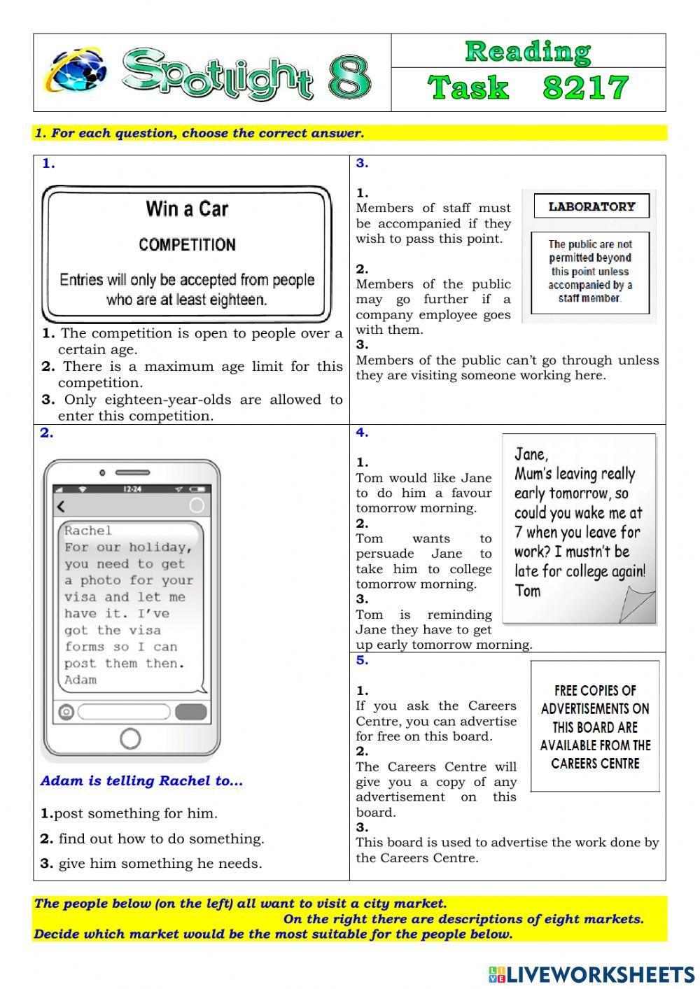 Spotlight 8 Task 8217