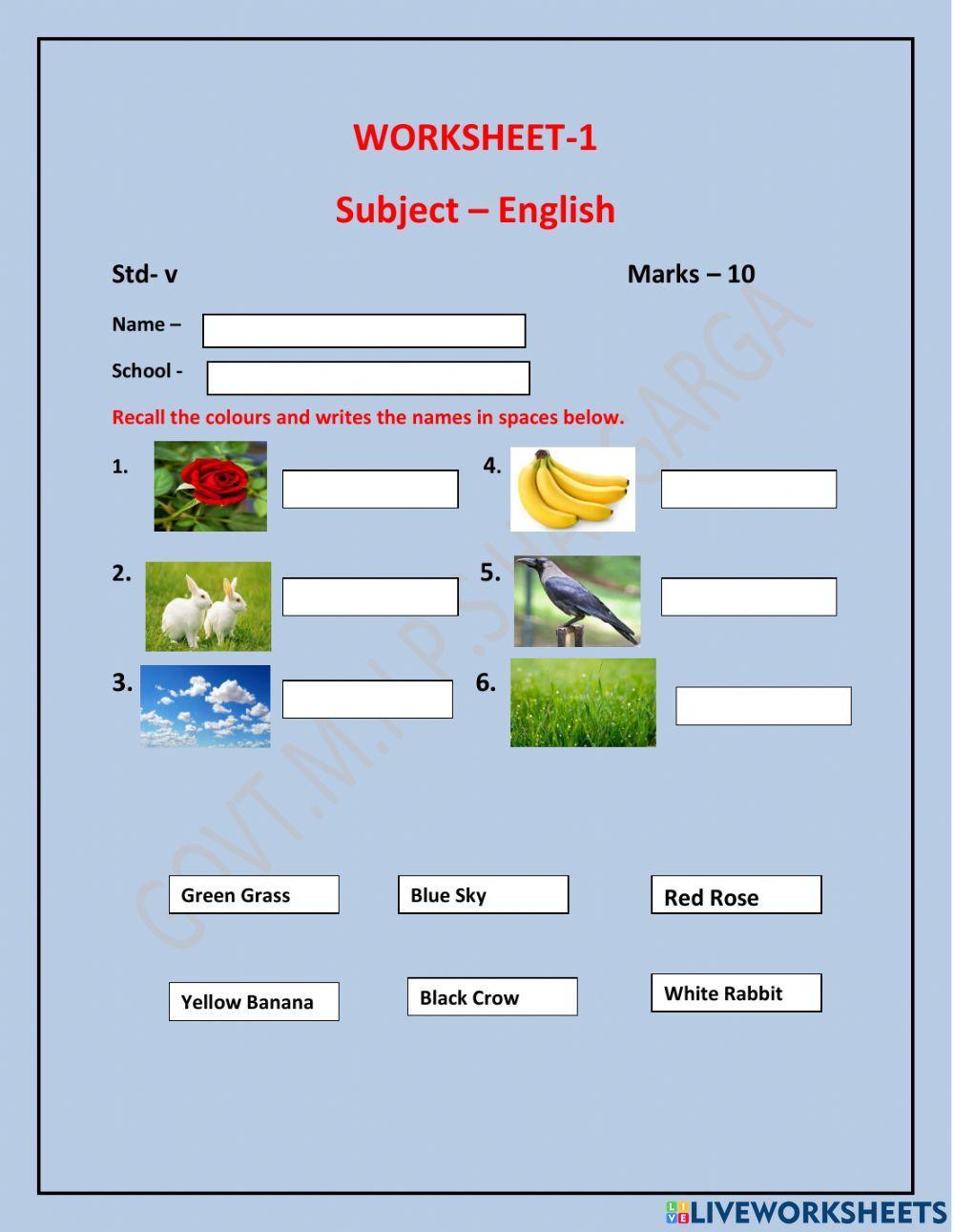 READ AND NAME WITH COLOUR