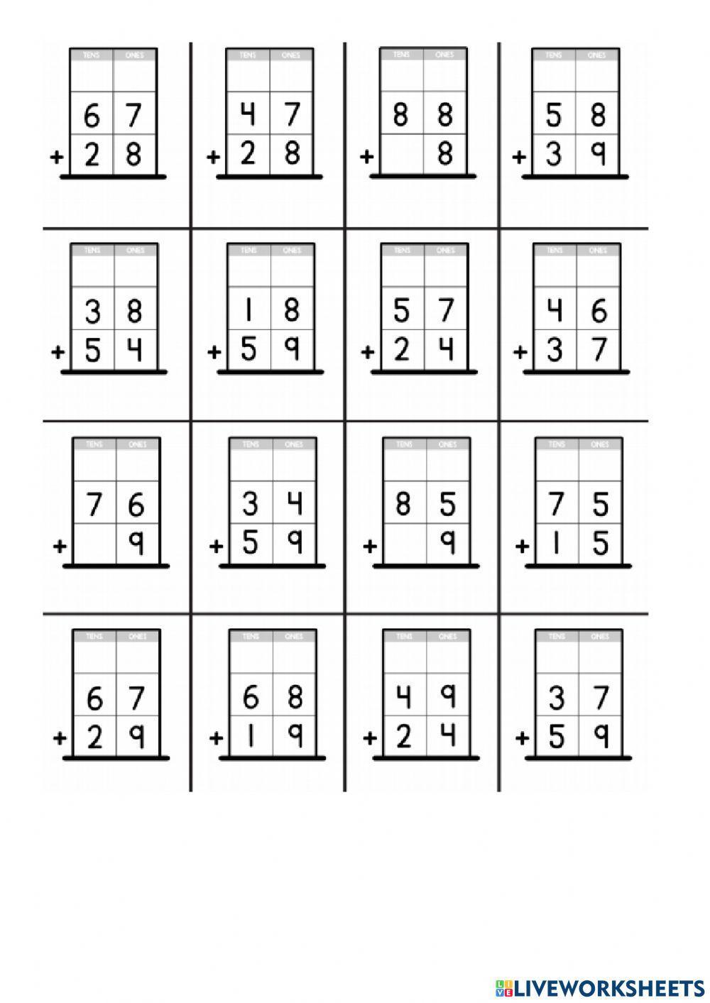 Addition with regrouping 2 digits