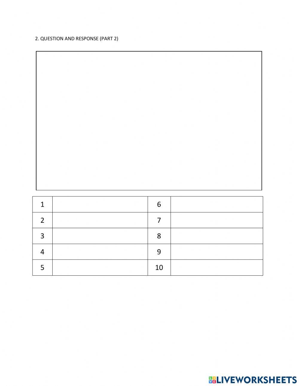 Toeic question and response (part 2)