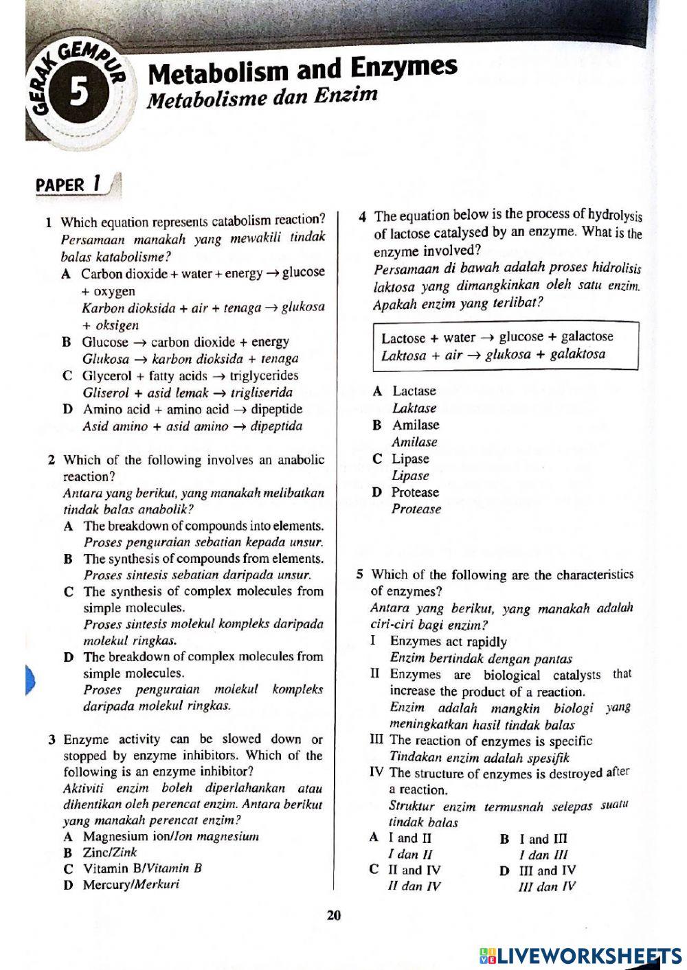 Bio t4 bab 5 metabolisme & enzim