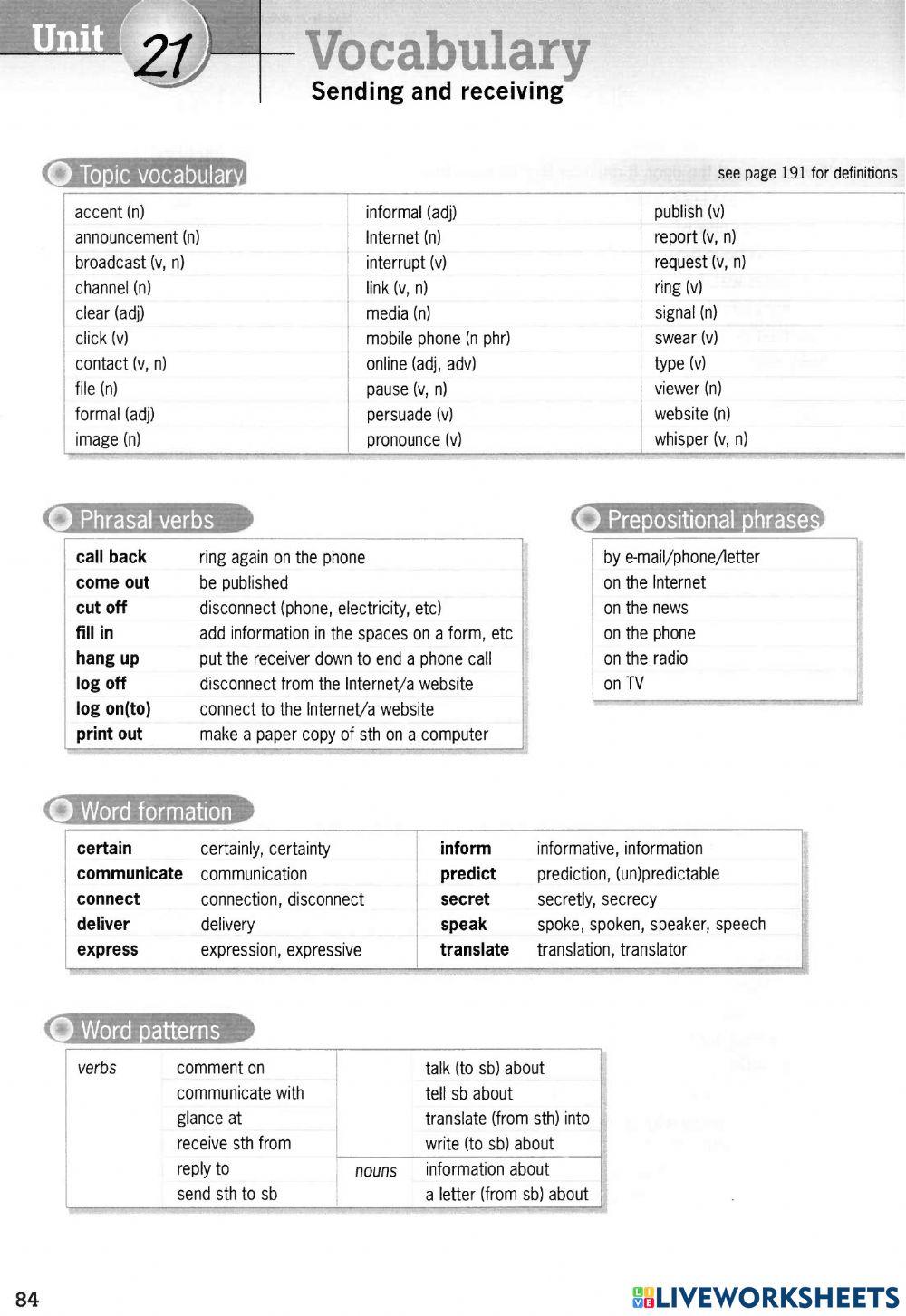 Des.UNIT 21.Vocabs (Sending and receiving)