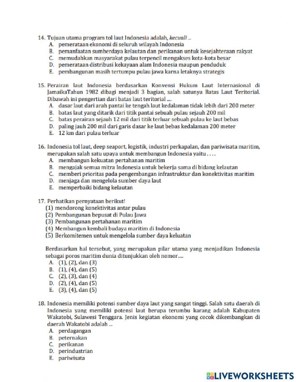 Post test posisi strategis indonesia sebagai poros maritim dunia