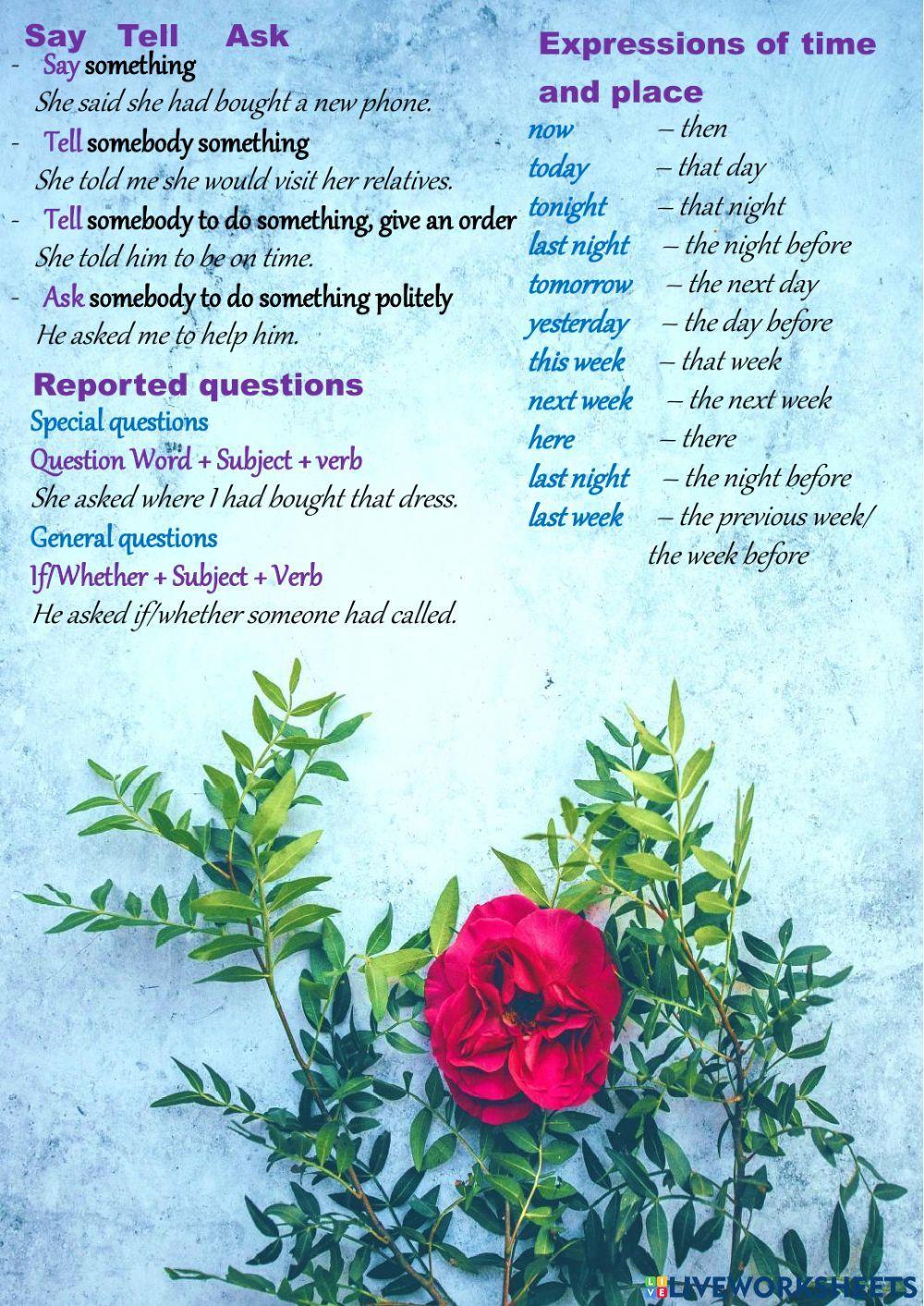 Sequence of Tenses - Reported Speech